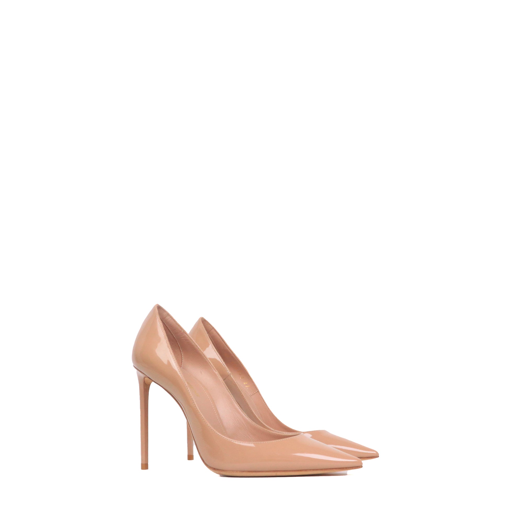SAINT LAURENT - Escarpins Anja Saint Laurent en cuir verni nude (T37)