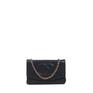 CHANEL - Sac Wallet On Chain Chanel en cuir caviar noir vintage