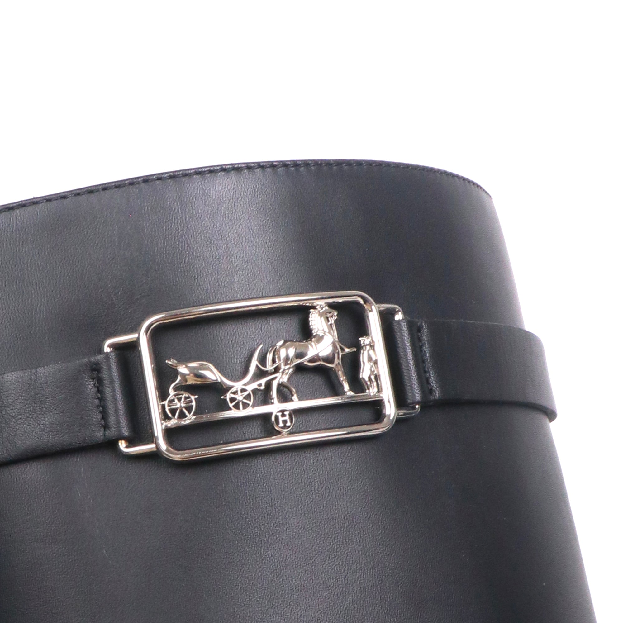 HERMÈS - Bottes à talons Versailles Hermès en cuir noir (T37)