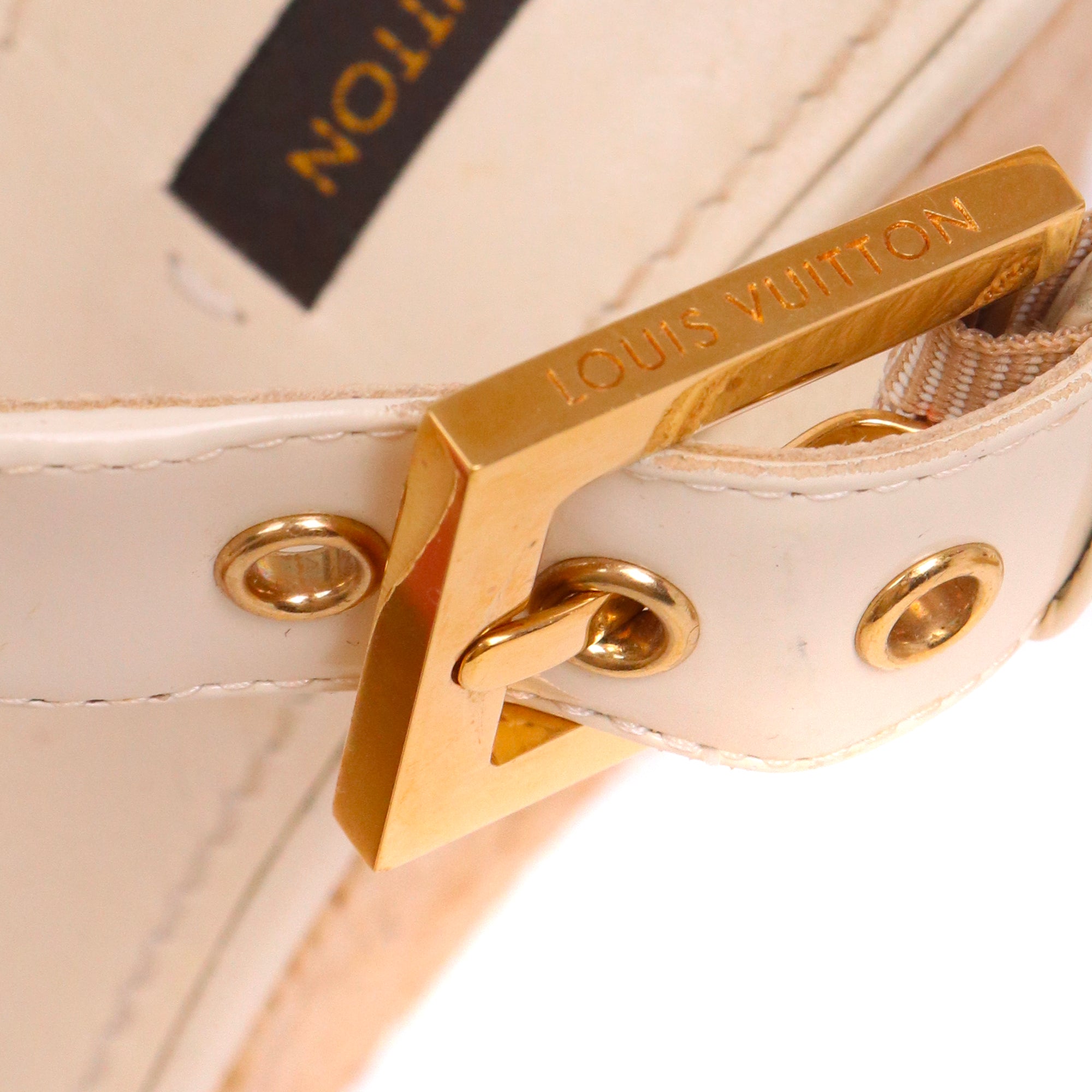 LOUIS VUITTON - Sandales compensées Louis Vuitton en cuir blanc crème (T37.5)