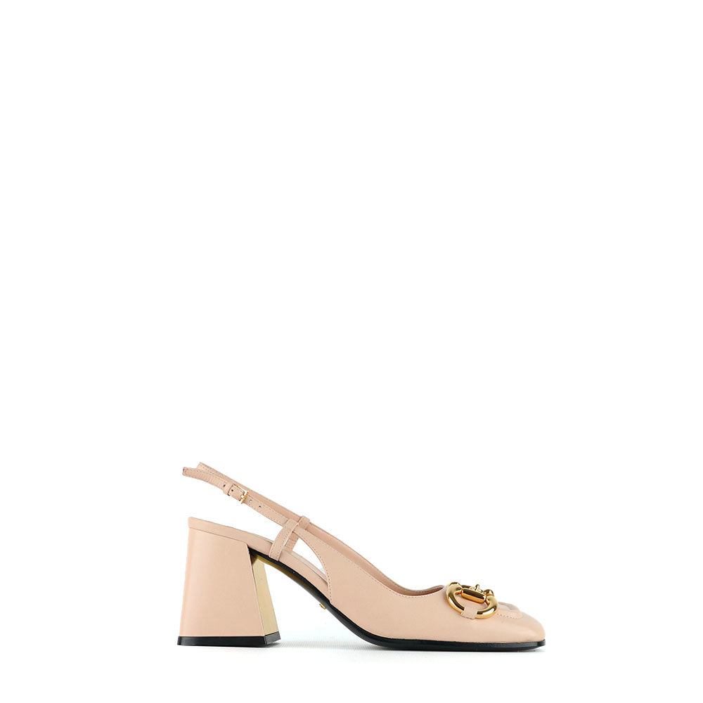 GUCCI - Sandales à talon Horsebit en cuir beige (T36,5)