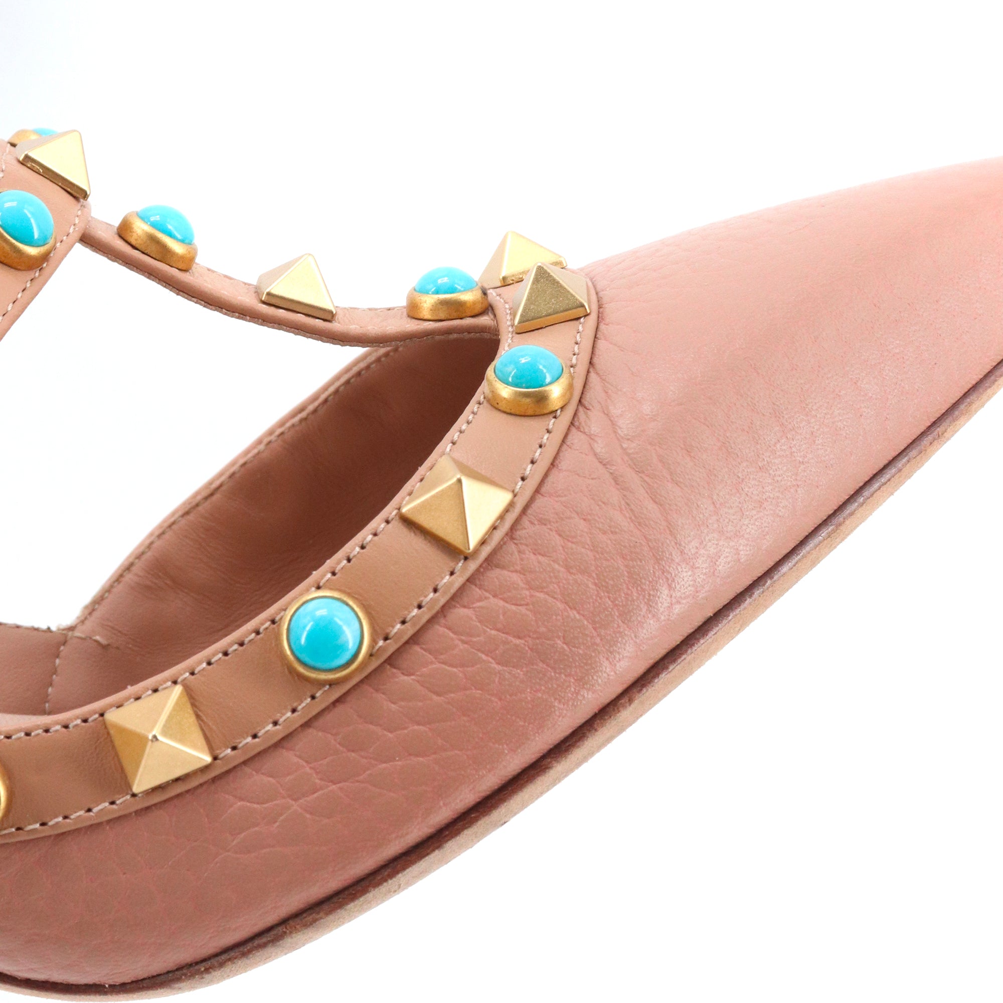VALENTINO - Escarpins Rockstud Valentino en cuir grainé rose nude