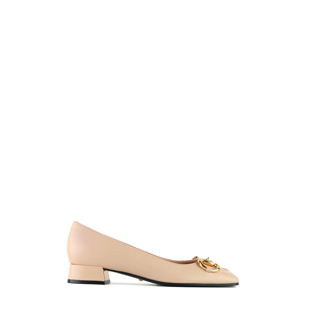 GUCCI - Mules à talon Ballet Flat en cuir beige (T36,5)