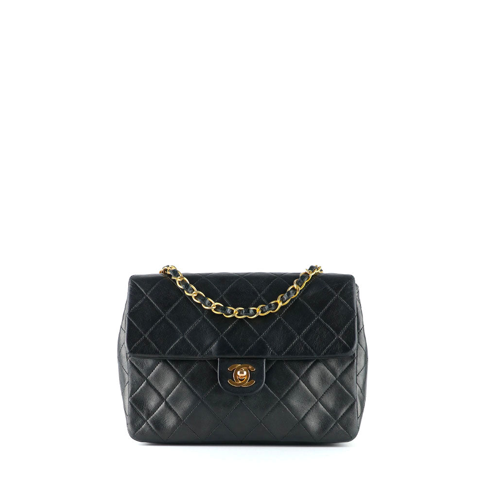 CHANEL - Sac à bandoulière Timeless mini rectangle en cuir lisse noir