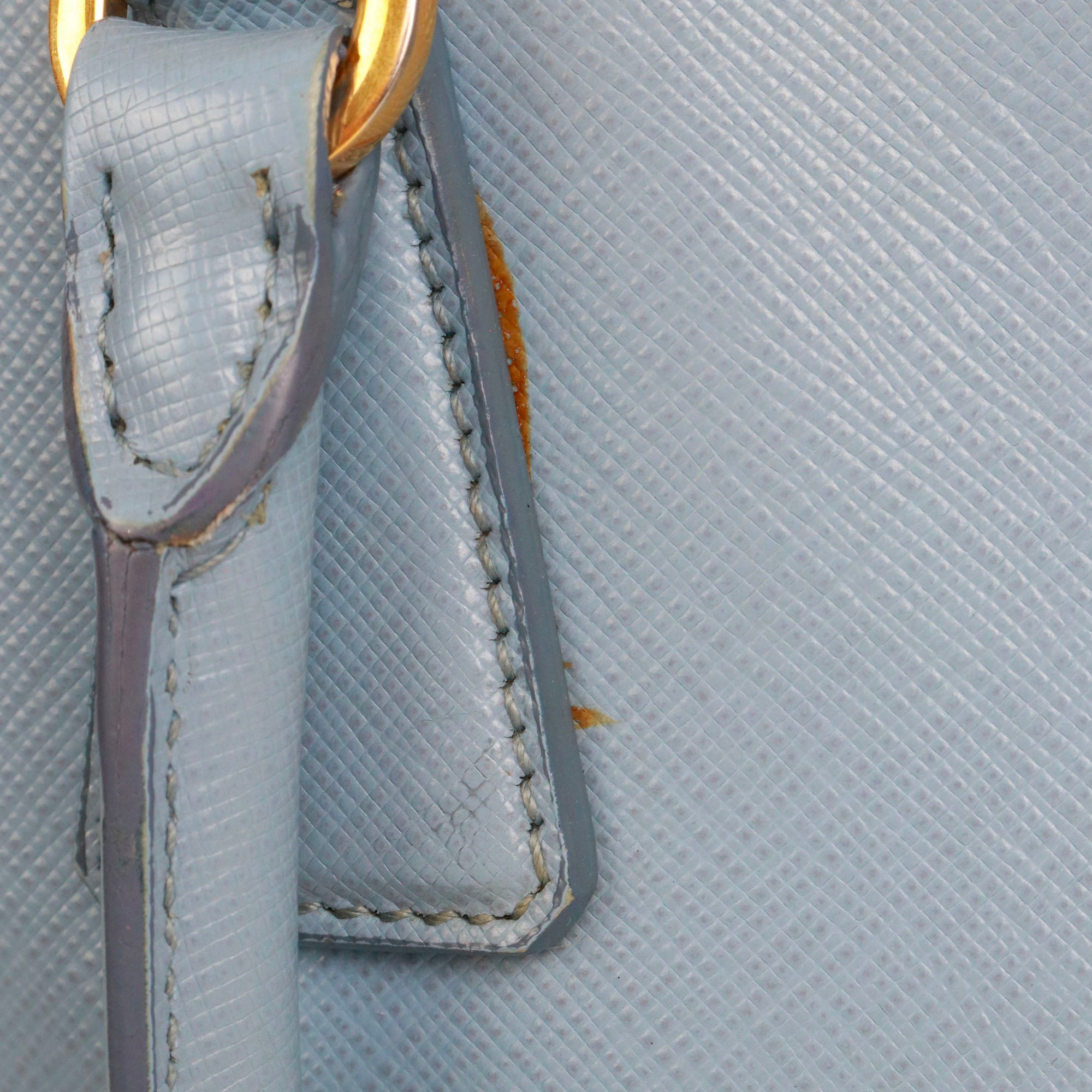 PRADA - Sac à main Galleria Prada en cuir grainé bleu