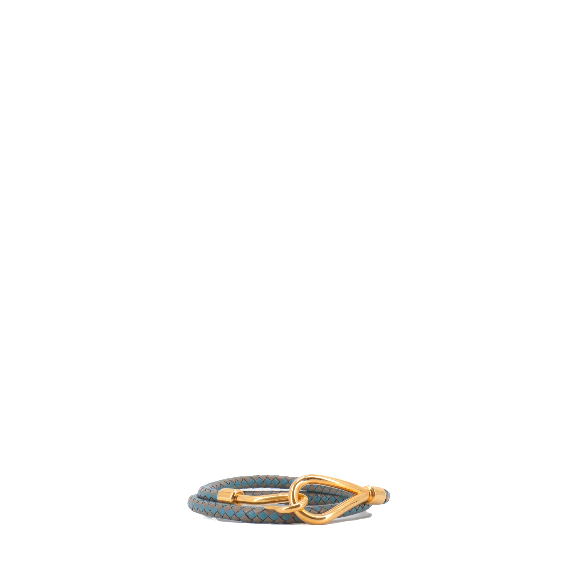 HERMÈS - Jumbo H bracelet in leather and canvas (T3)