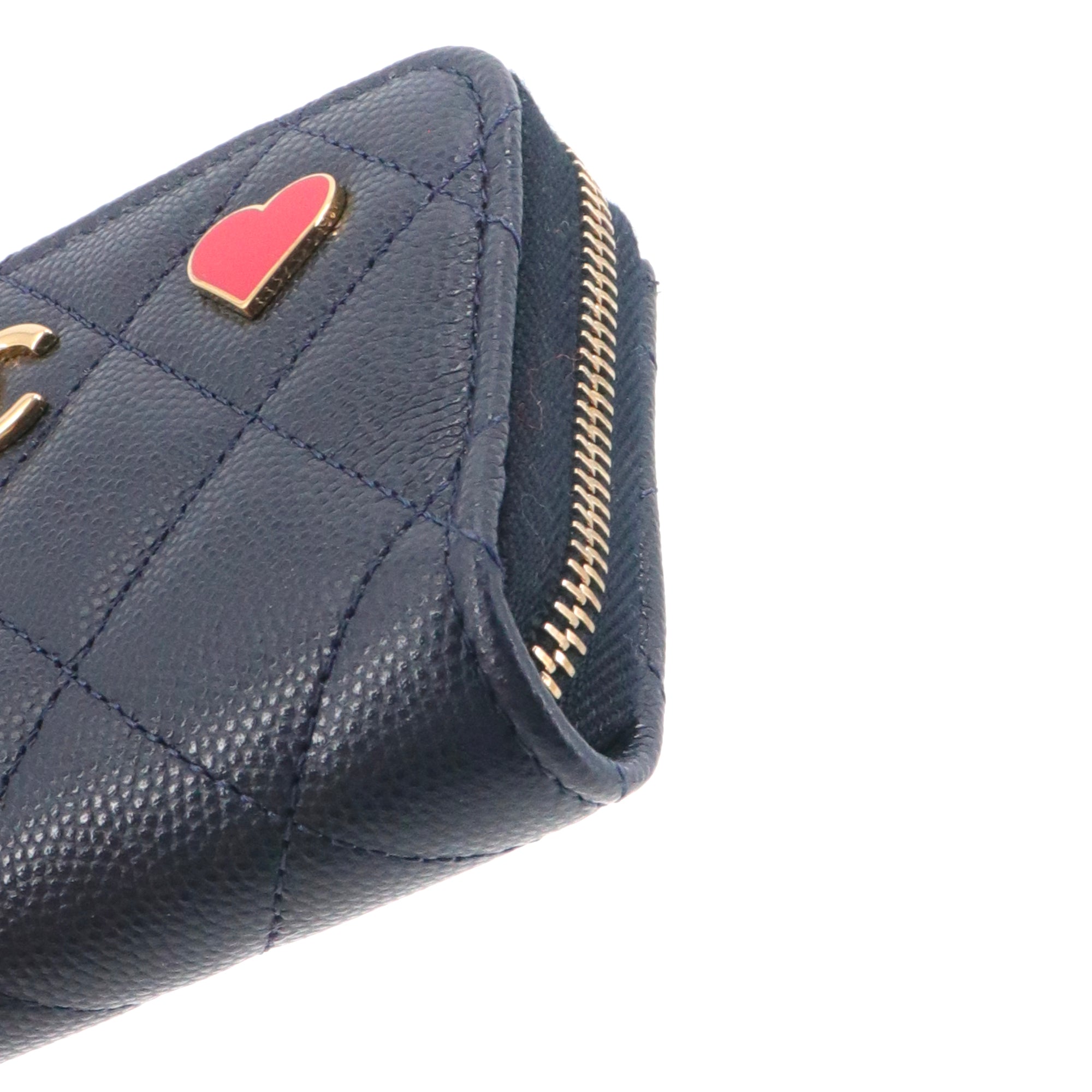 CHANEL - Porte-monnaie Chanel en cuir caviar bleu marine édition limitée poker