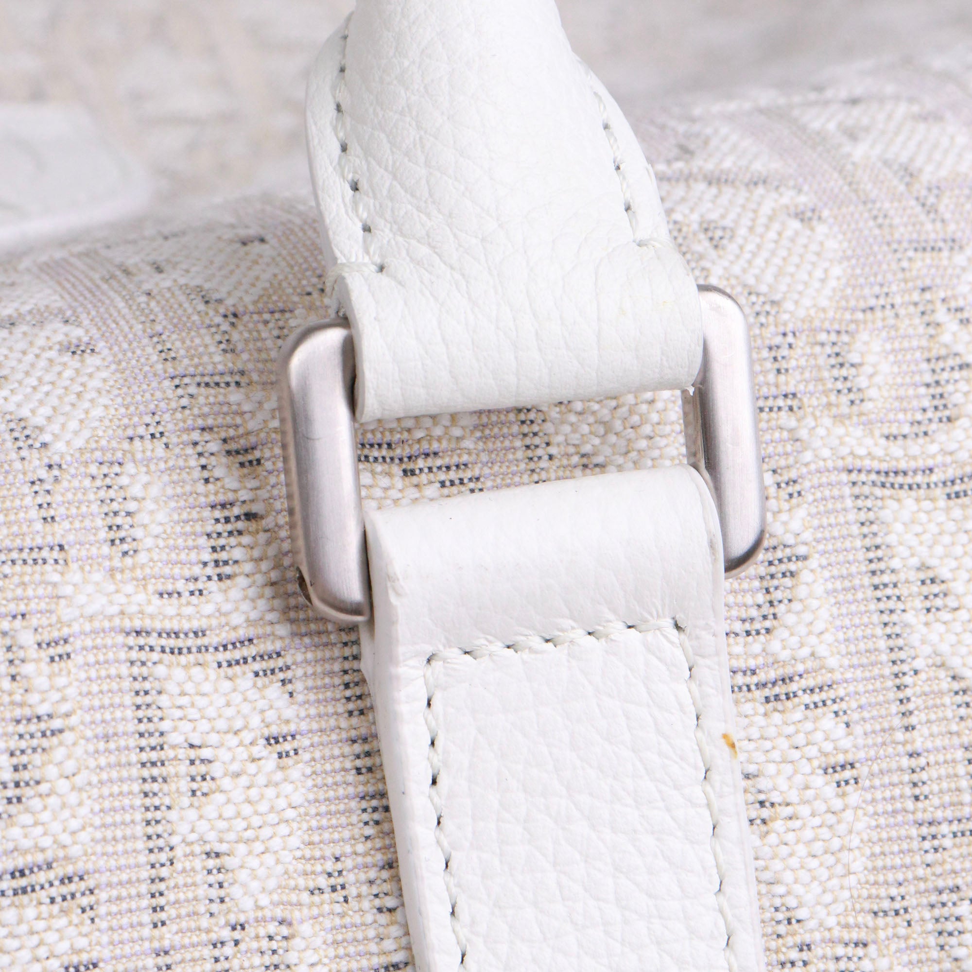 DIOR - Sac de voyage Dior en toile oblique et cuir blanc cassé