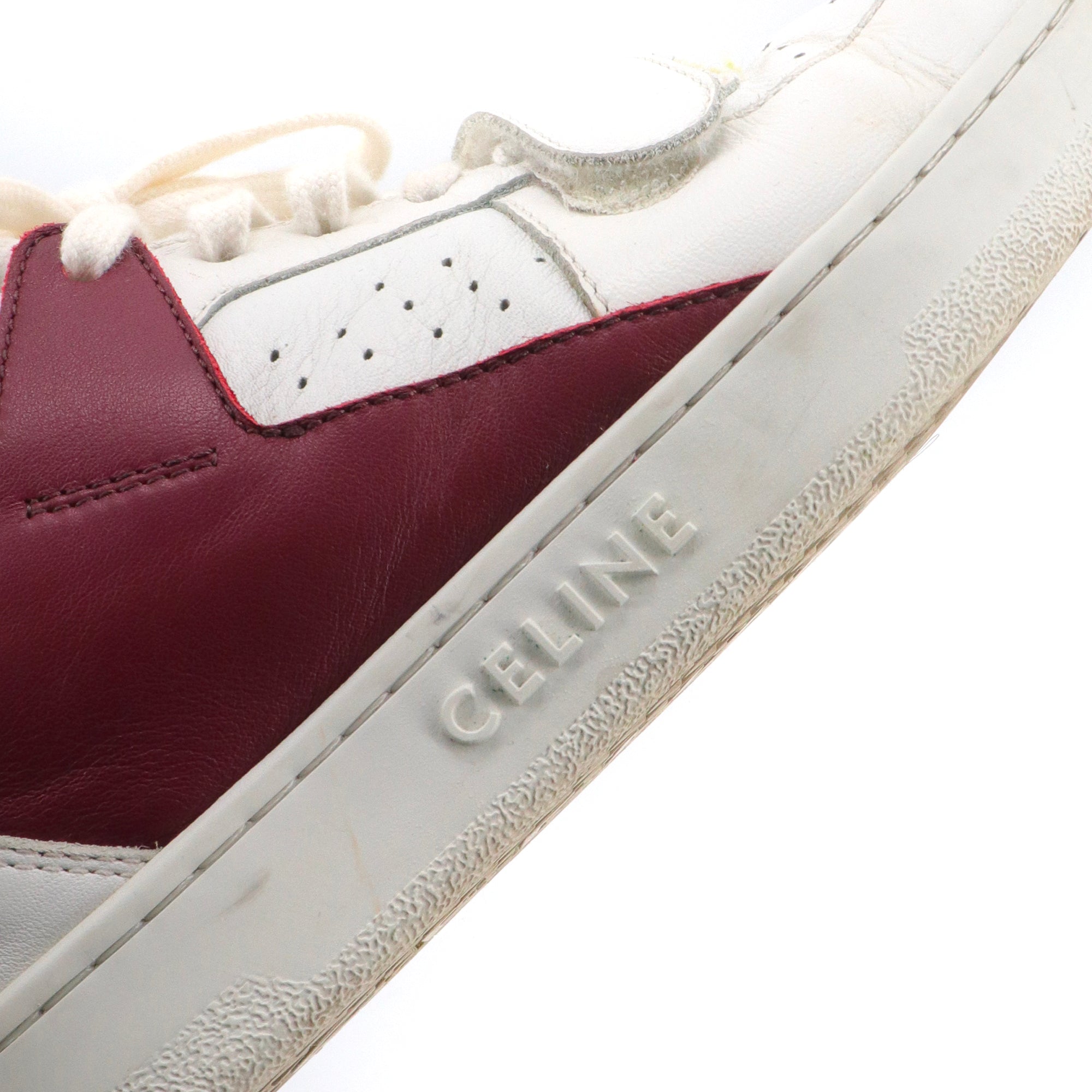CELINE - Sneakers montantes CT-02 Celine en cuir blanc et rouge (T39)
