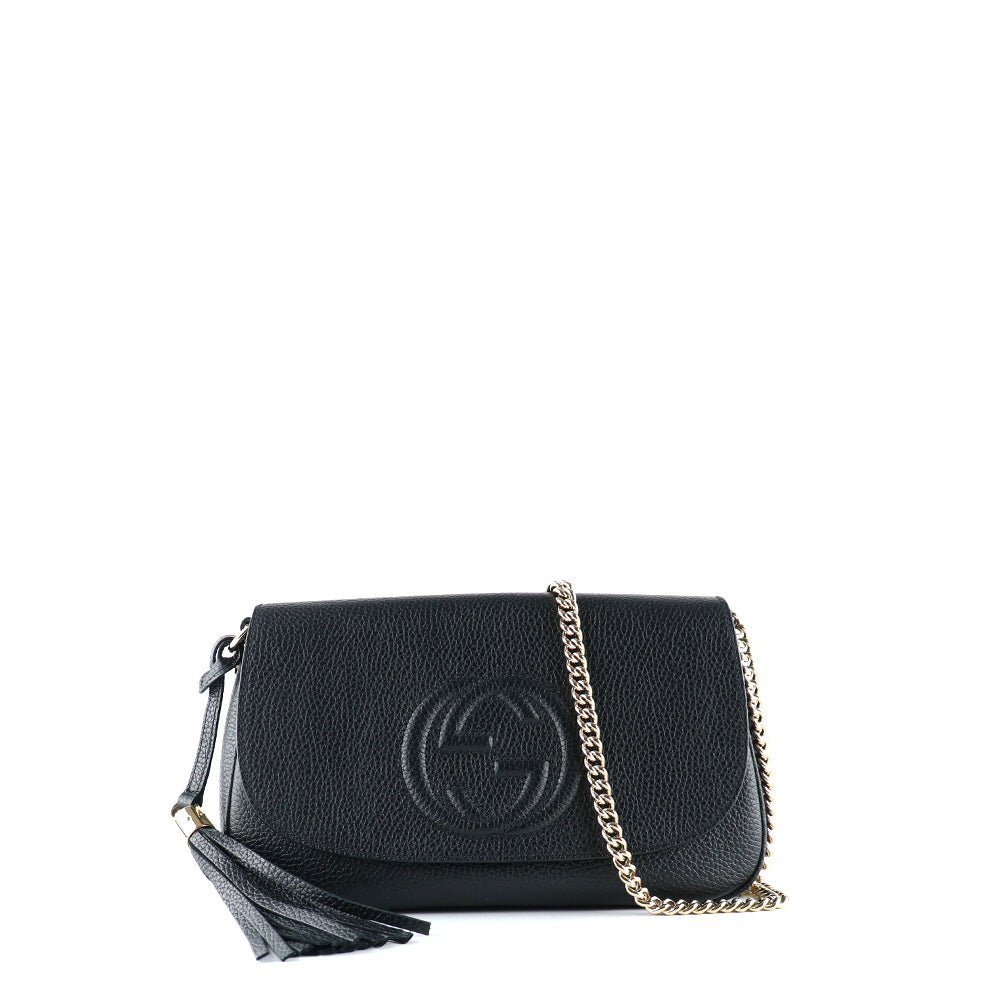 GUCCI - Soho shoulder bag in black grained leather
