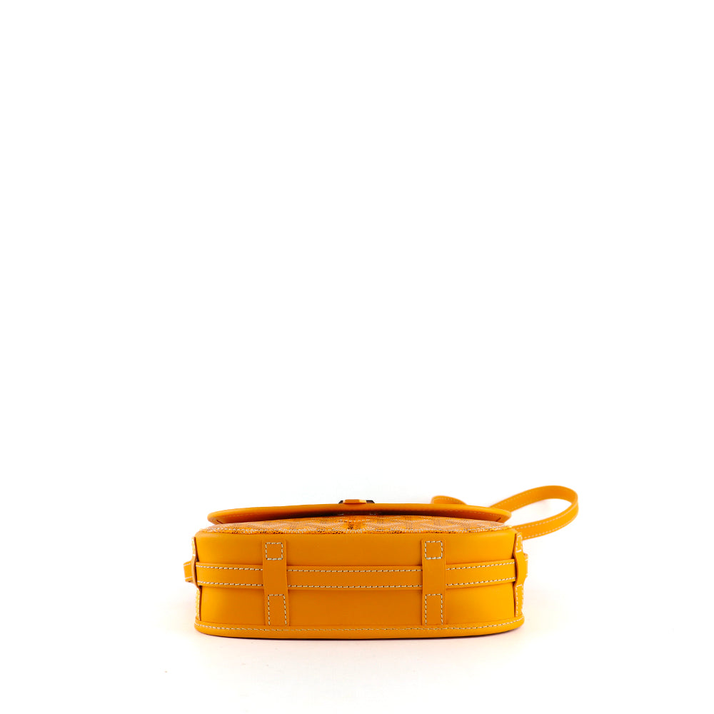 GOYARD - Belvédère PM shoulder bag in coated canvas and yellow leather