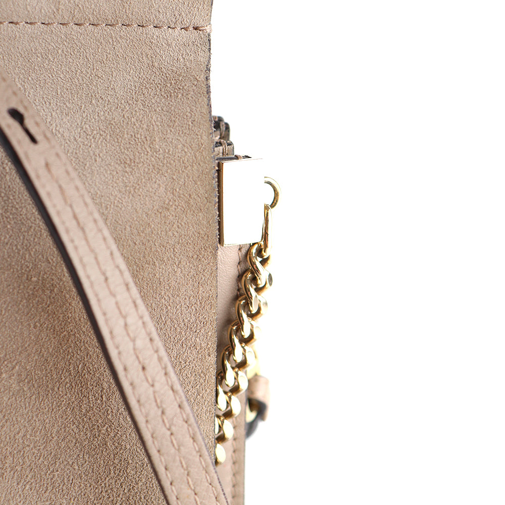 CHLOÉ - Faye large shoulder bag in taupe leather and suede