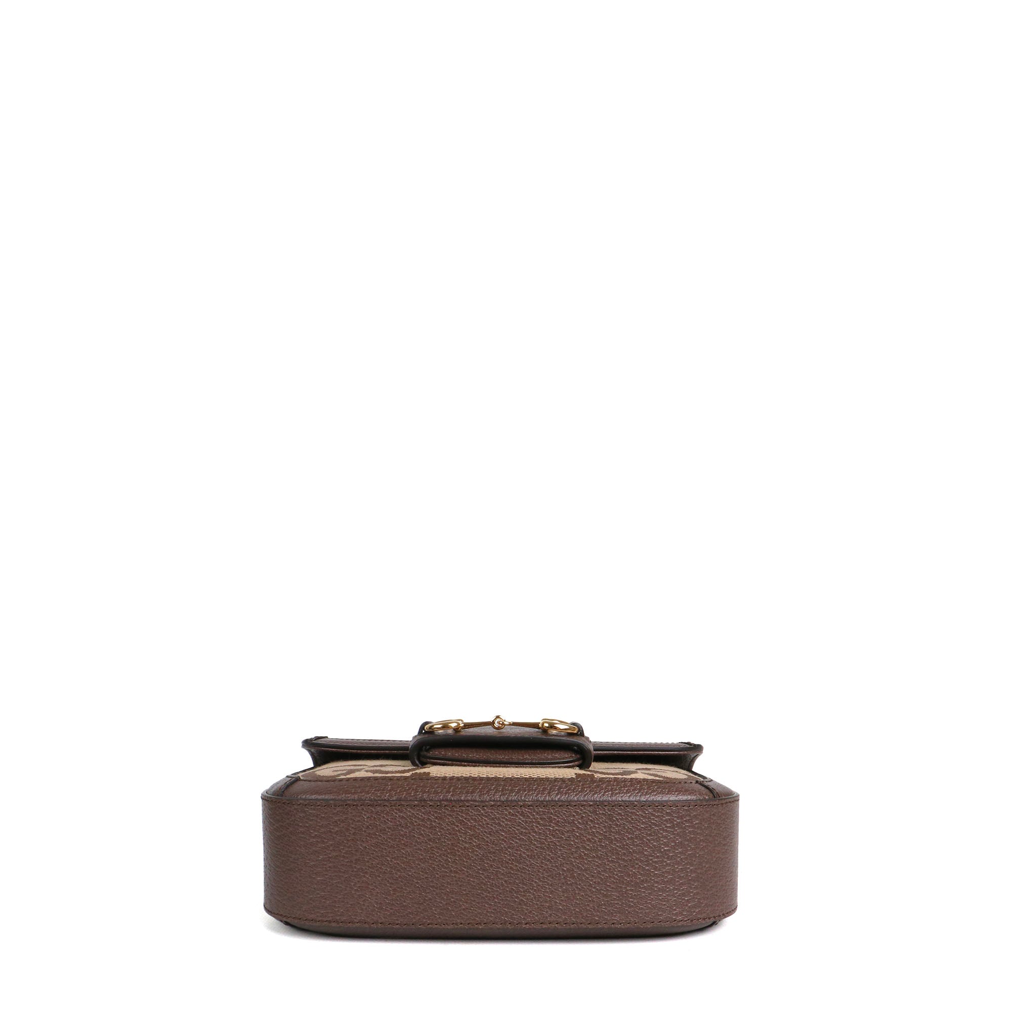 GUCCI - Small Gucci Jackie 1961 shoulder bag in denim and brown grained leather