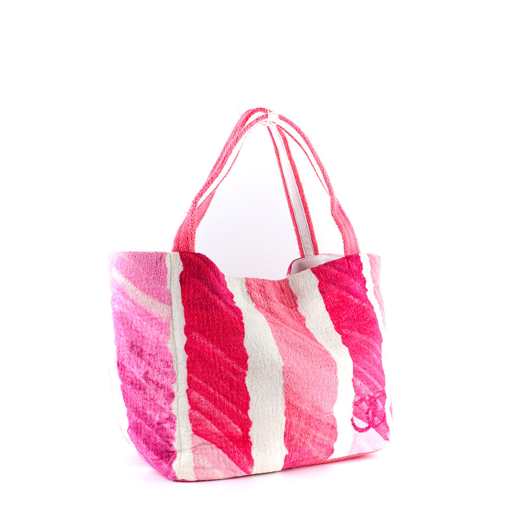 CHANEL - Tote bag in pink terrycloth and beach towel