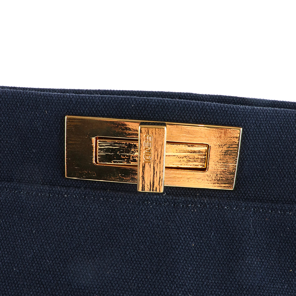 FENDI - Large model Peekaboo handbag in black canvas and leather