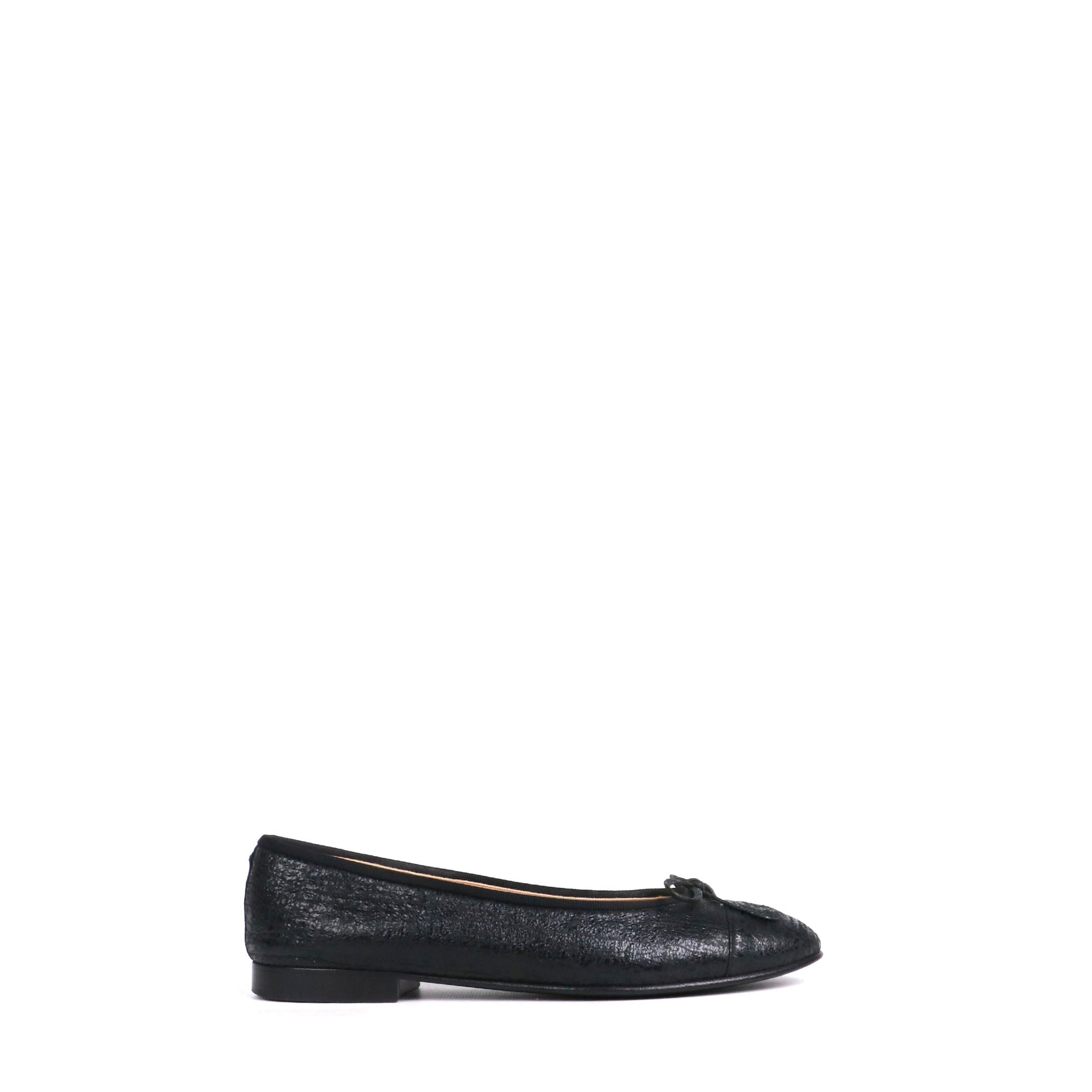 GUCCI - Abeille black leather ballerinas (T38.5)