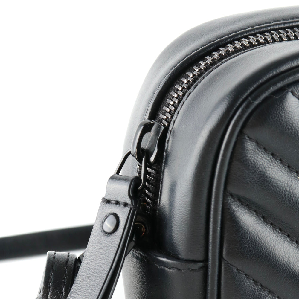 SAINT LAURENT - Sac à bandoulière Lou en cuir noir