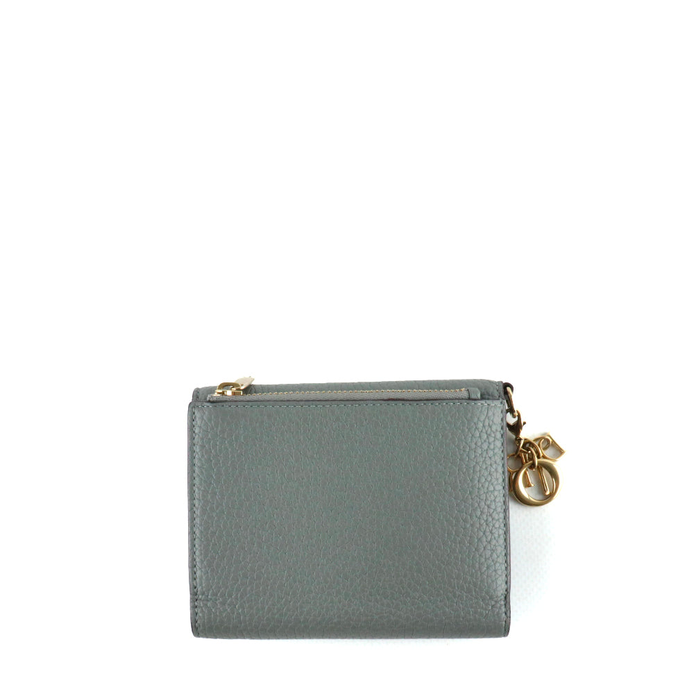 DIOR - Portefeuille Initiales en cuir grainé gris