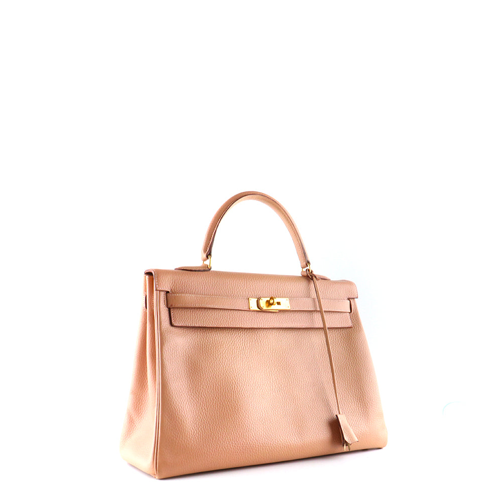 HERMÈS - Kelly 35 handbag in vintage old pink togo leather