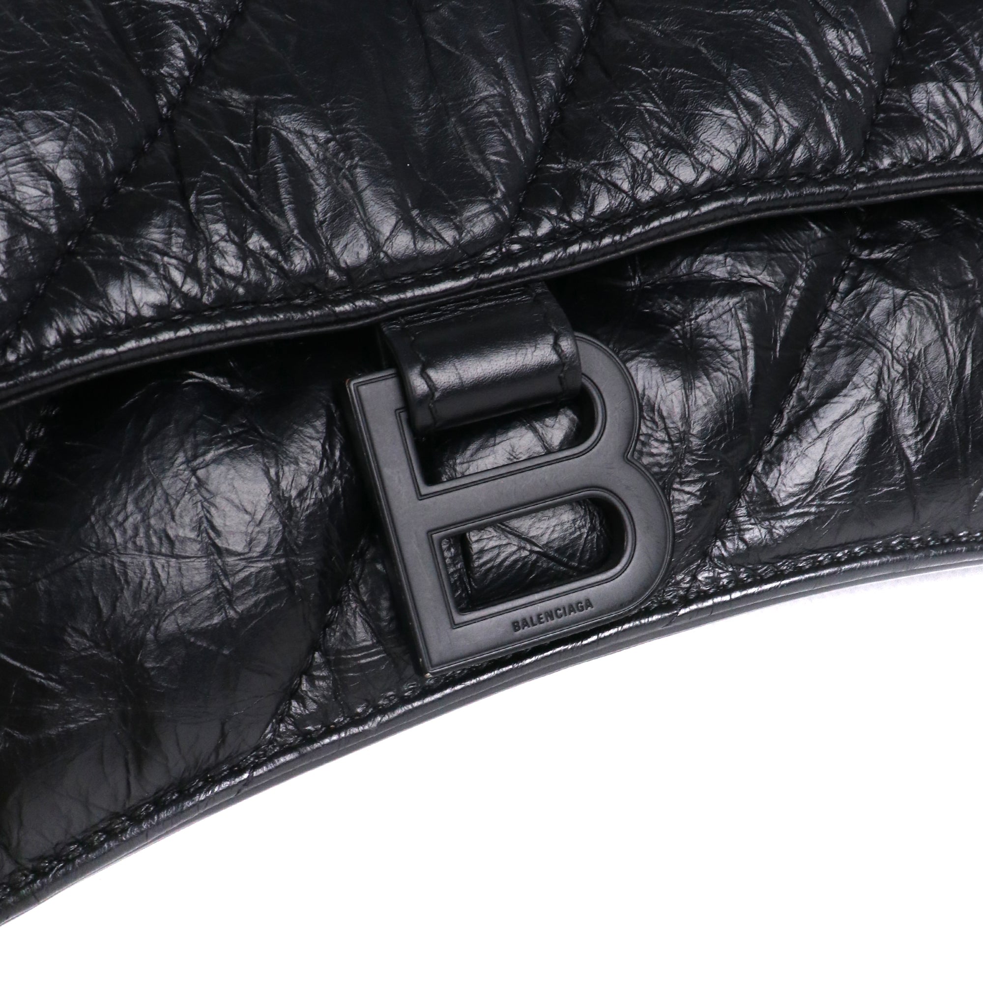 BALENCIAGA - Crush small shoulder bag in black leather