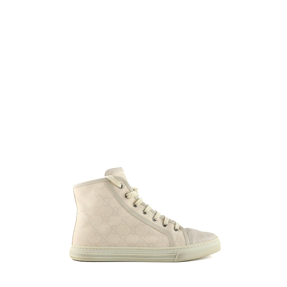 GUCCI - High-top sneakers in beige monogram canvas (T38)