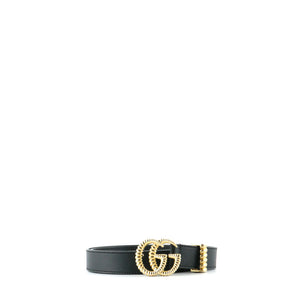GUCCI - Ceinture GG Marmont en cuir lisse noir (T85)