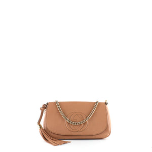 GUCCI - Soho shoulder bag in nude grained leather