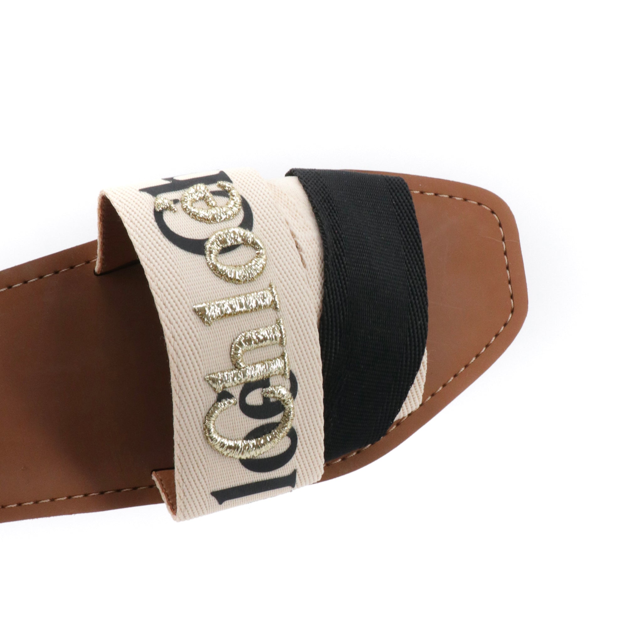 CHLOÉ - Sandales Woody Chloé en toile blanche et noire (T40)