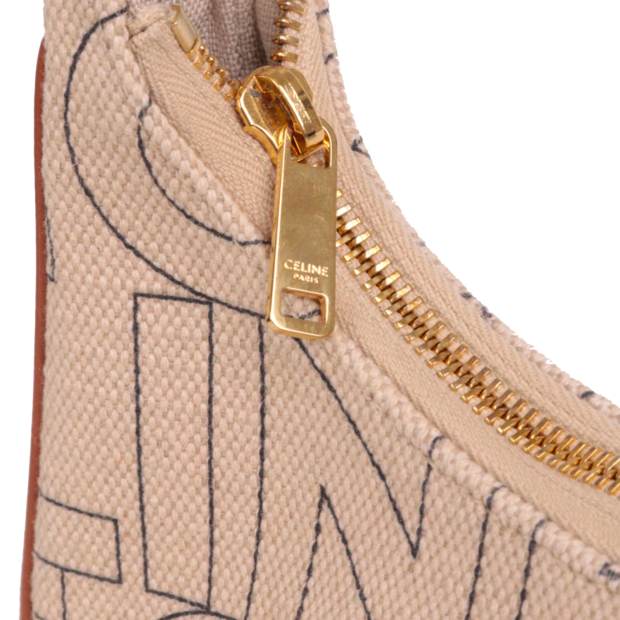 CELINE - Sac à main Ava Céline en toile et cuir tan