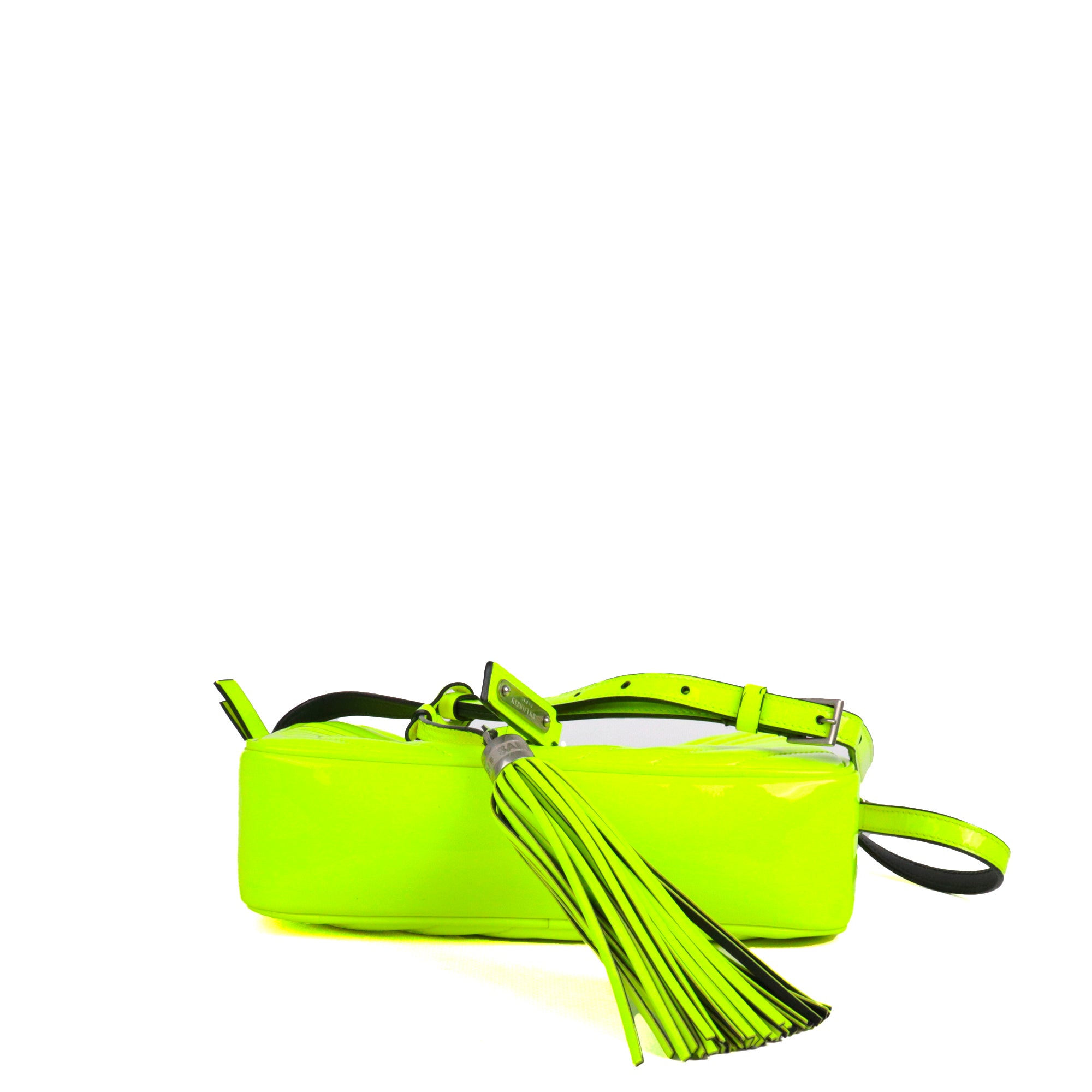 SAINT LAURENT - Sac à bandoulière Lou Saint Laurent en cuir verni jaune fluo
