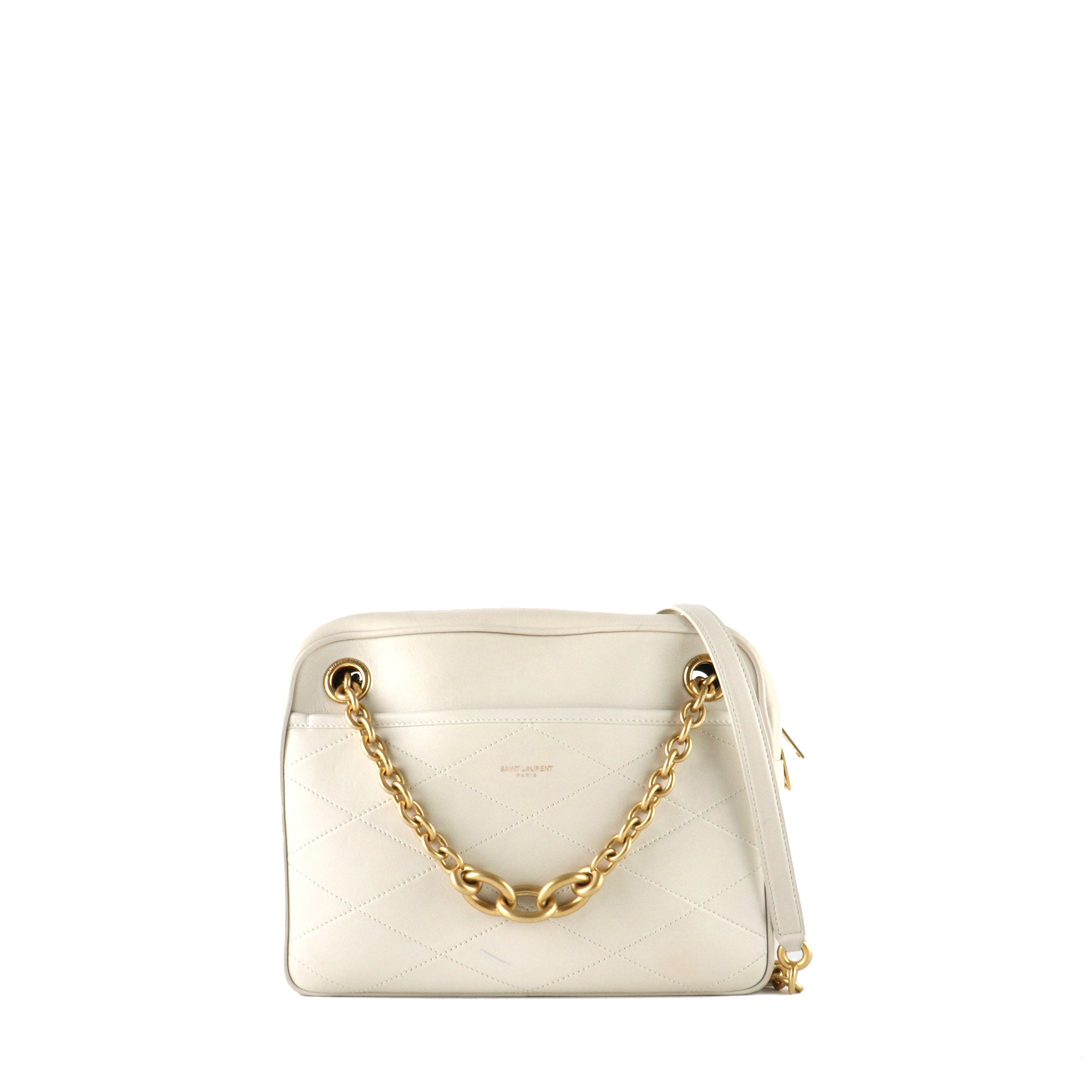 SAINT LAURENT - Sac à bandoulière Le Maillon en cuir beige