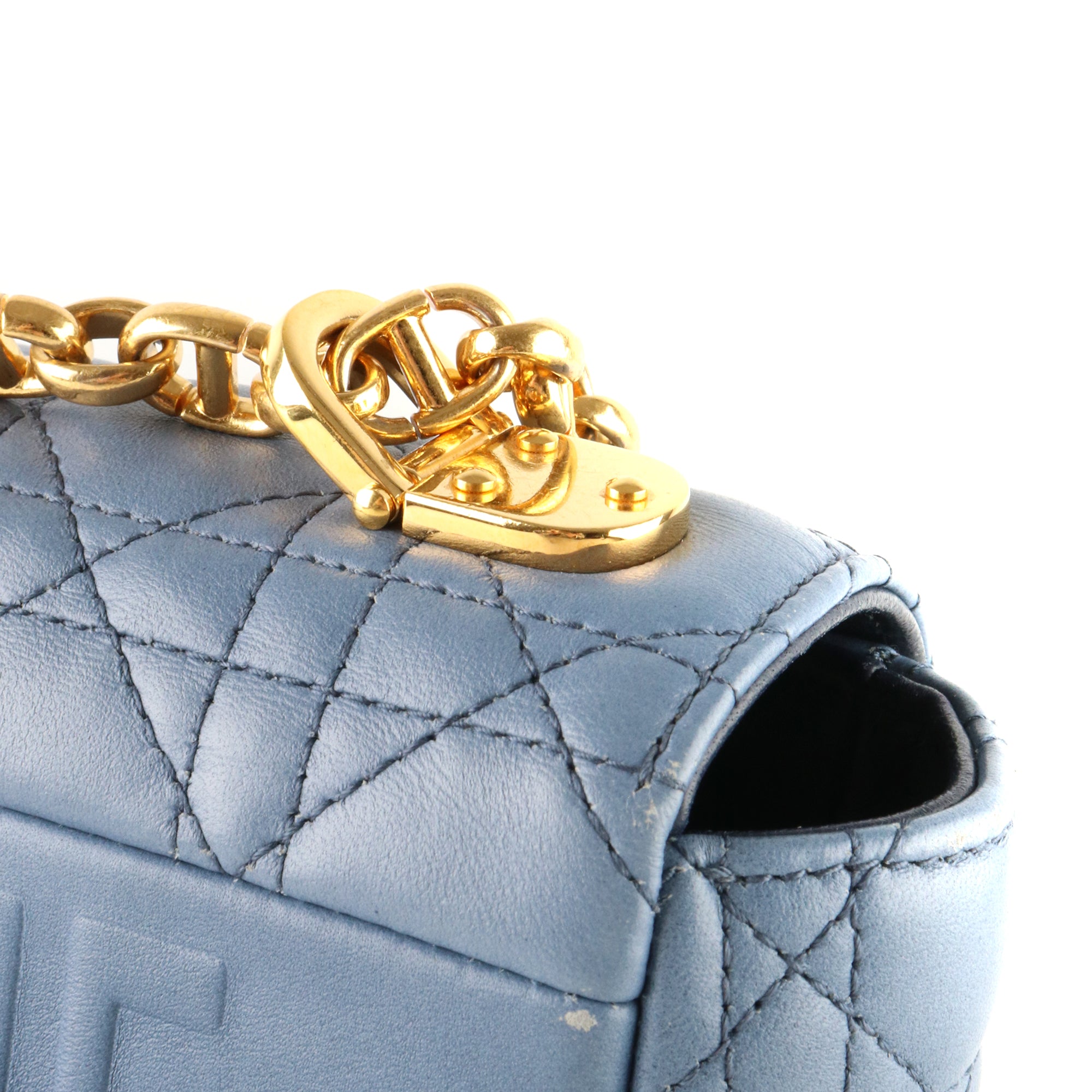 DIOR - Caro large shoulder bag in limited edition blue gradient leather