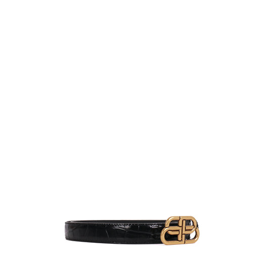 BALENCIAGA - Ceinture BB Balenciaga en cuir croco noir (T85)