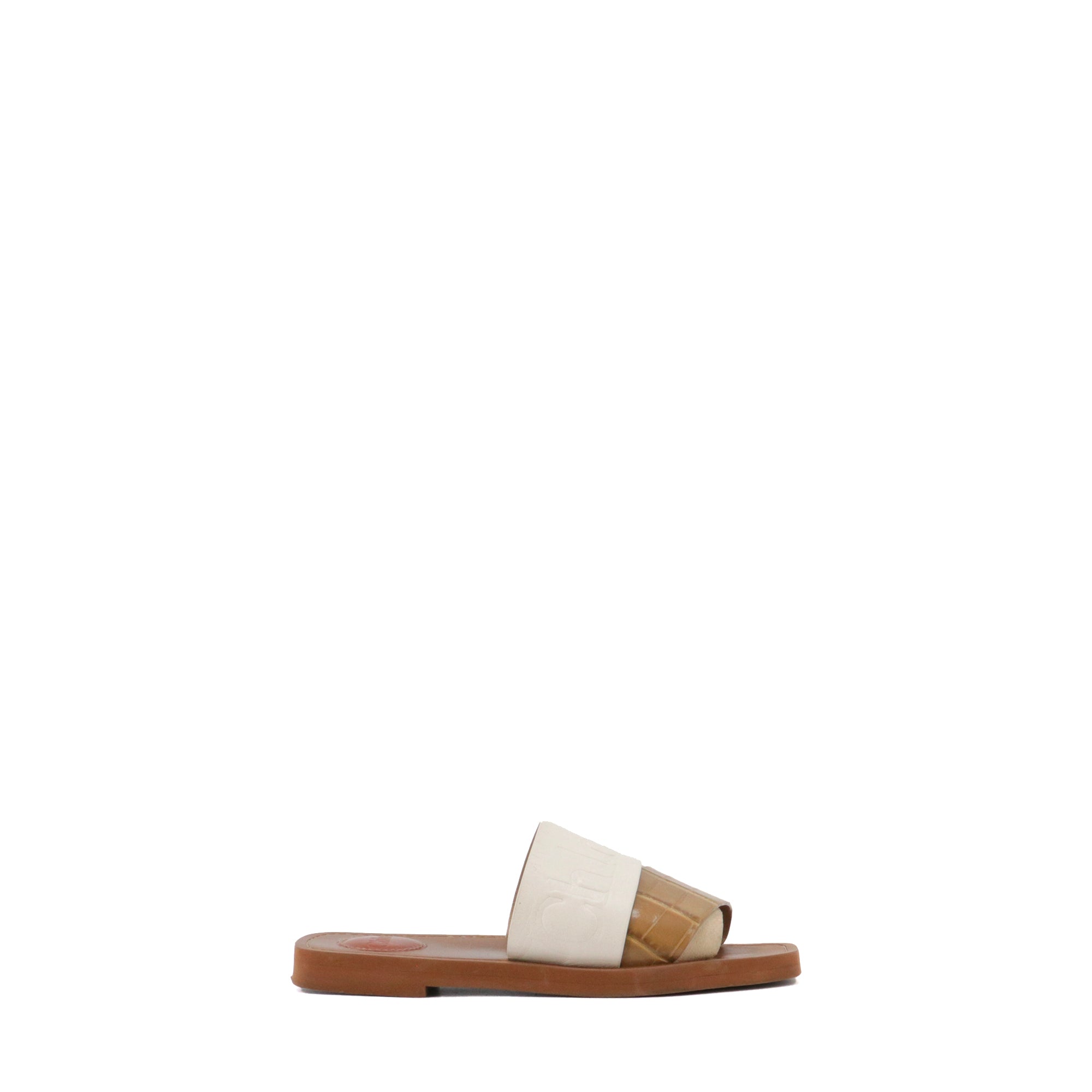 CHLOÉ - Sandales Woody Chloé en cuir blanc et kaki (T35)