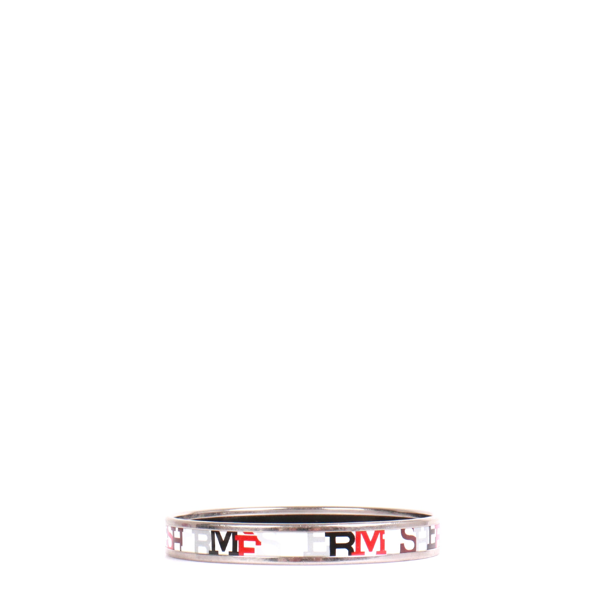 HERMÈS - Bracelet Jonc Hermès en métal argenté et émail