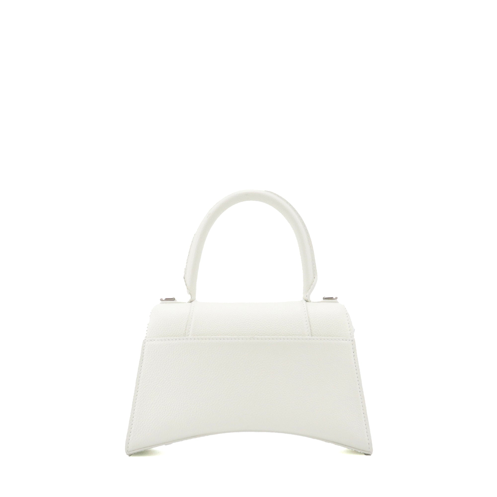 BALENCIAGA - Hourglass Balenciaga Small Size shoulder bag in white grained leather