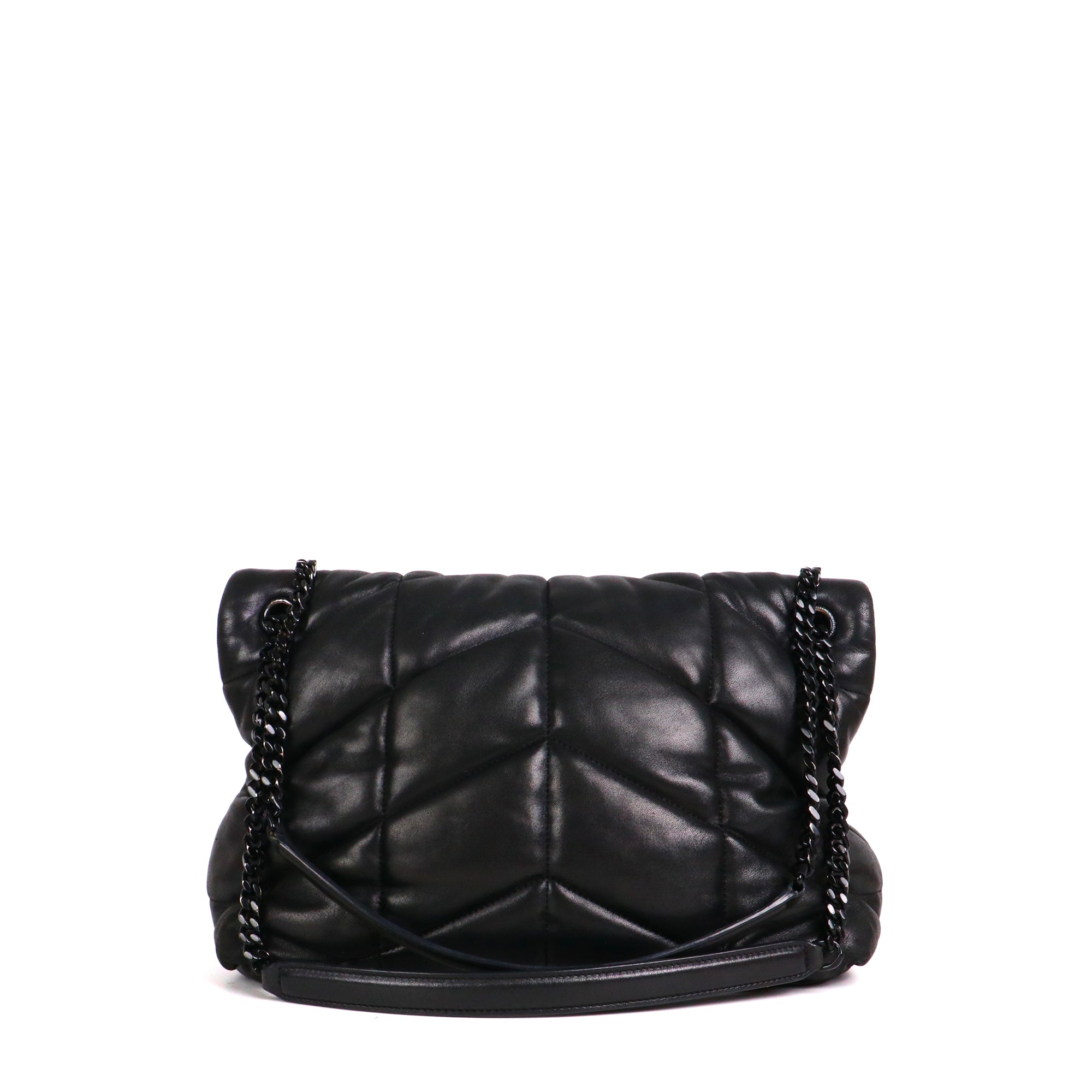 SAINT LAURENT - Sac à bandoulière Puffer medium Saint Laurent en cuir noir