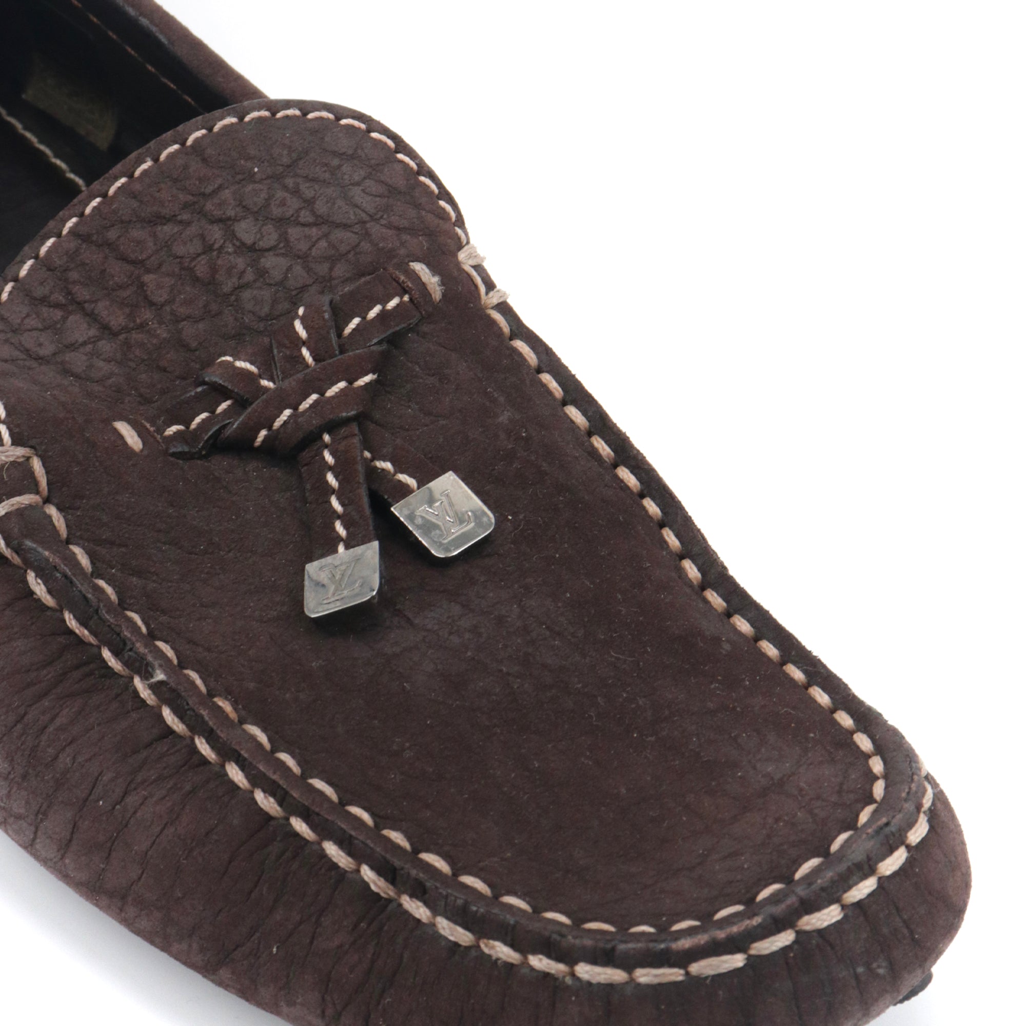 LOUIS VUITTON - Louis Vuitton LV Driver loafers in brown grained leather (T41.5)