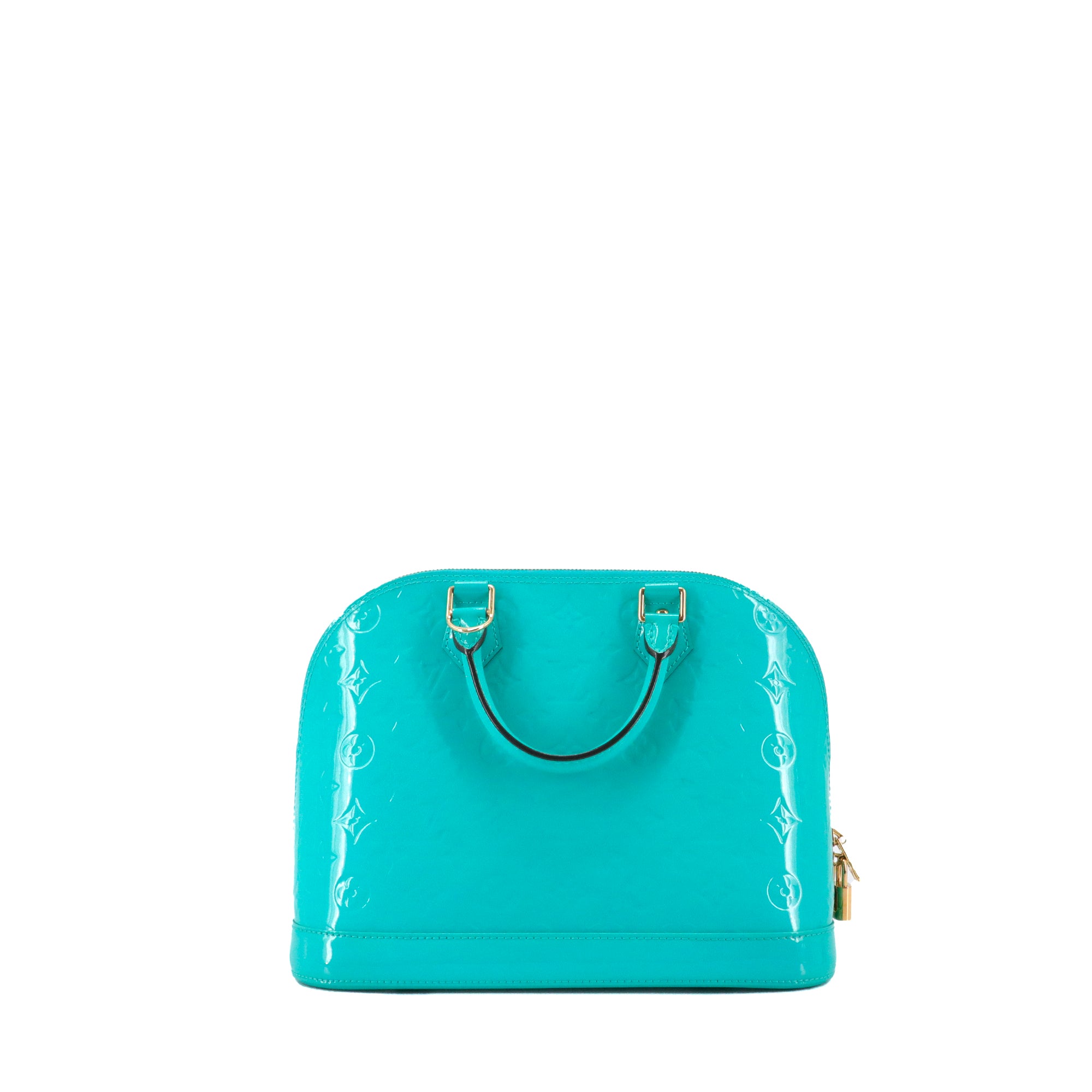LOUIS VUITTON - Sac à main Alma PM Louis Vuitton en cuir monogrammé verni turquoise