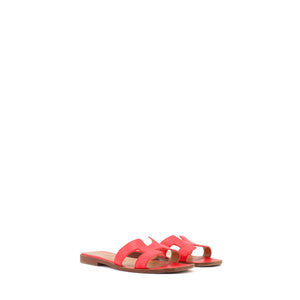 HERMÈS - Sandales Oran Hermès en cuir rose vermillon (T36)