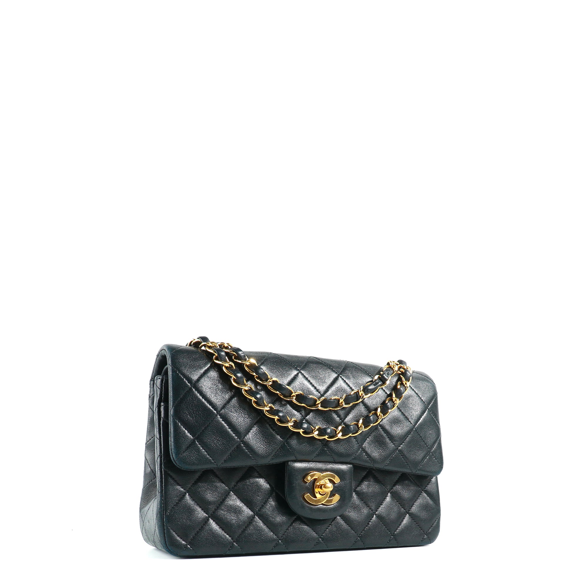 CHANEL - Timeless 23 double flap handbag in vintage black quilted leather