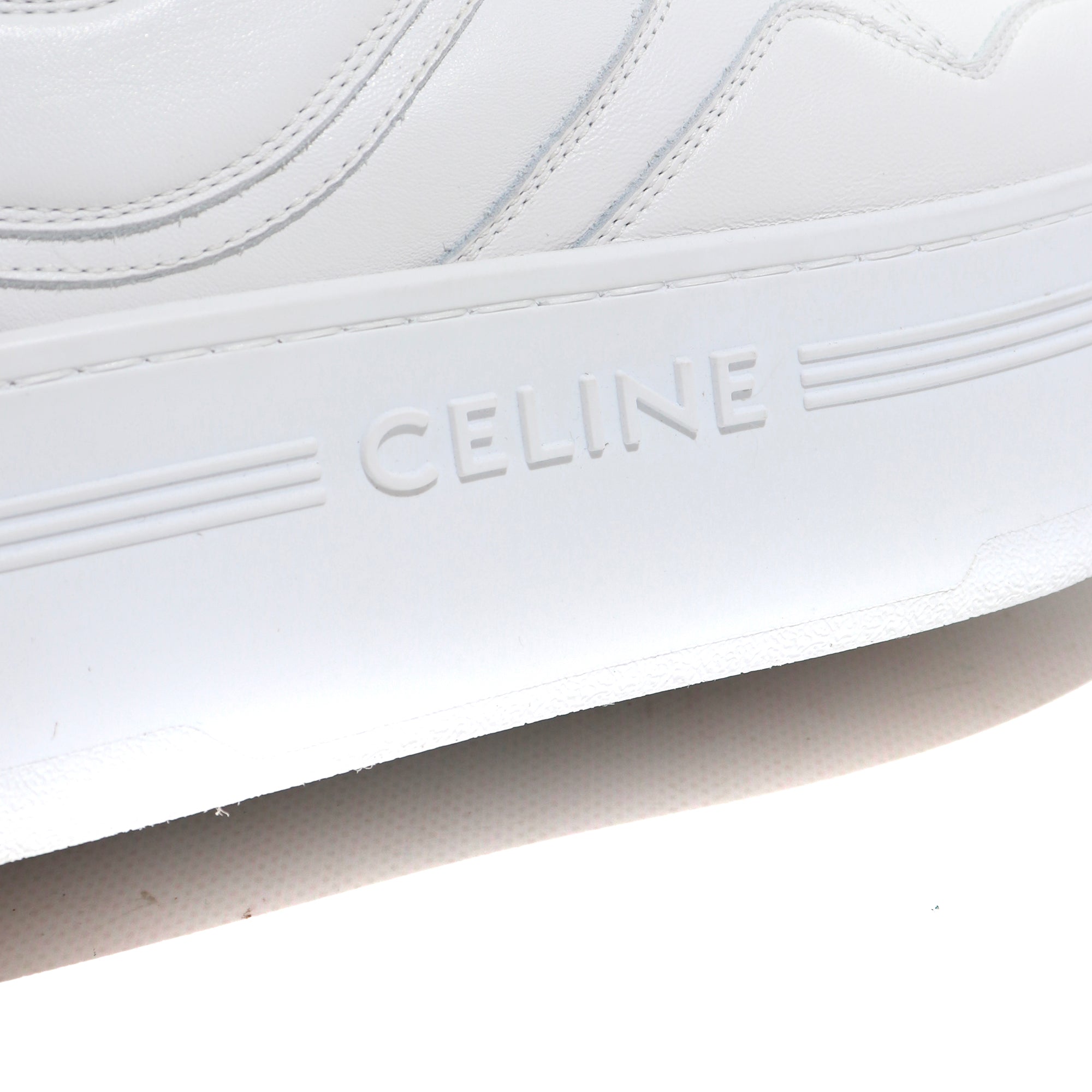 CELINE - Sneakers Block montantes en cuir blanc (T38)