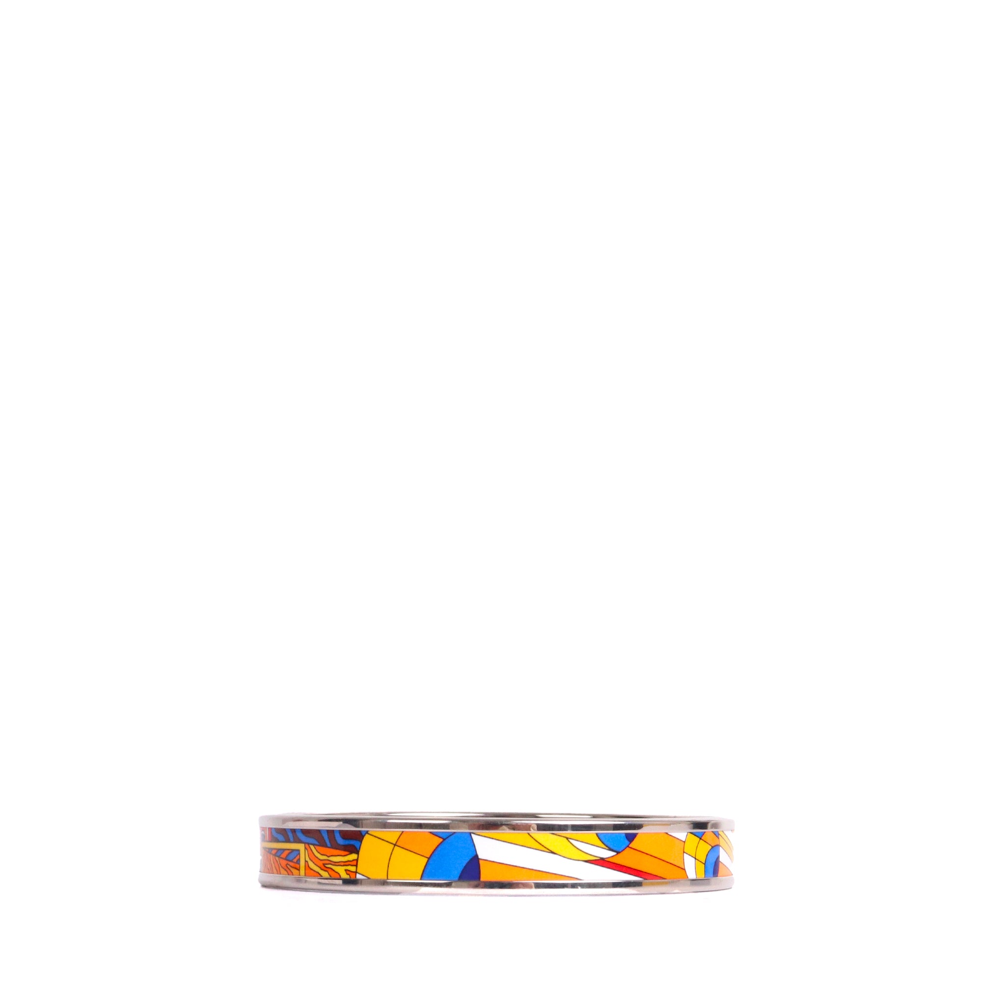 HERMÈS - Bracelet Jonc Hermès en métal argenté et émail