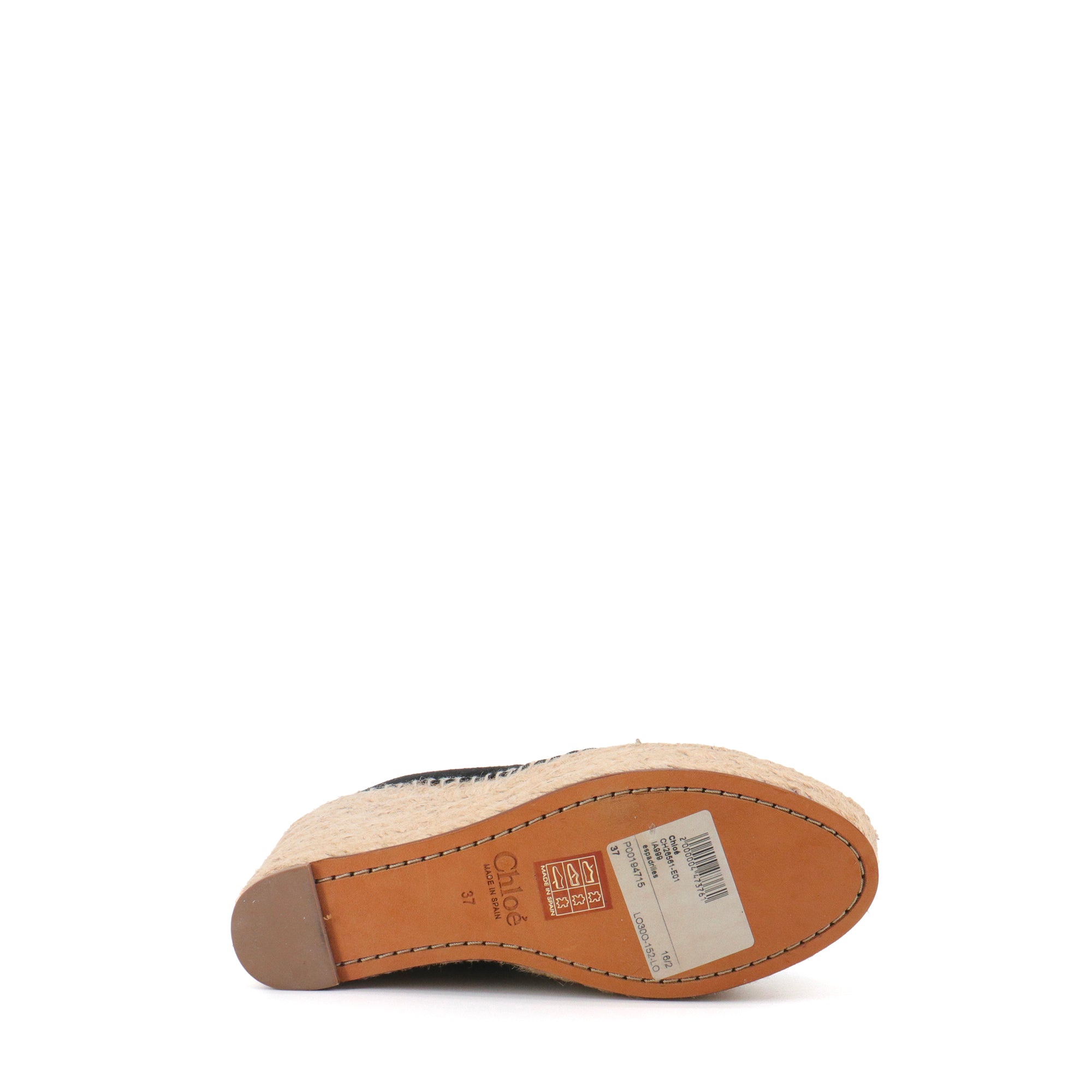 CHLOÉ - Sandales à talon compensé Chloé en daim noir (T37)