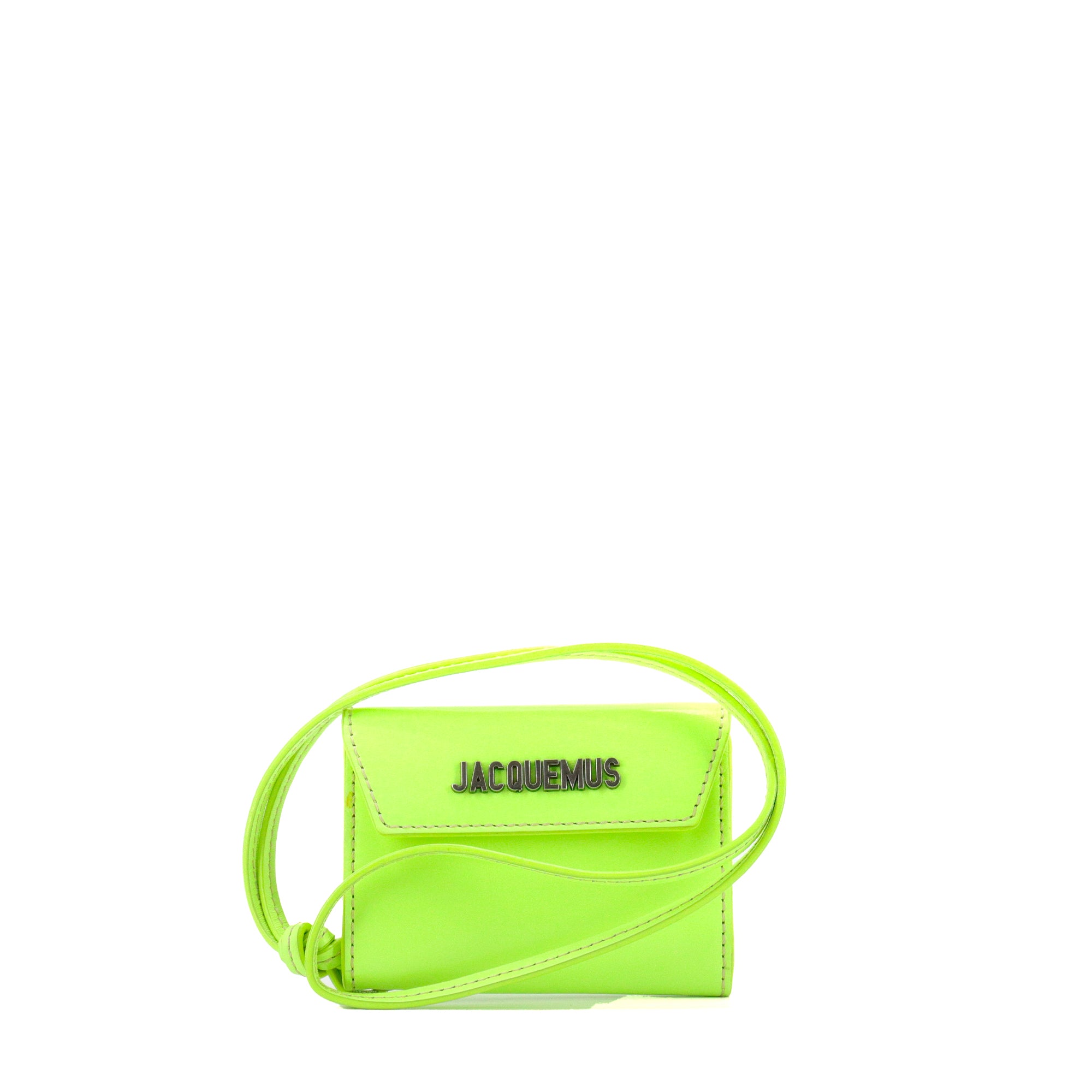 JACQUEMUS - Le Porte Jacquemus card holder in fluorescent green leather