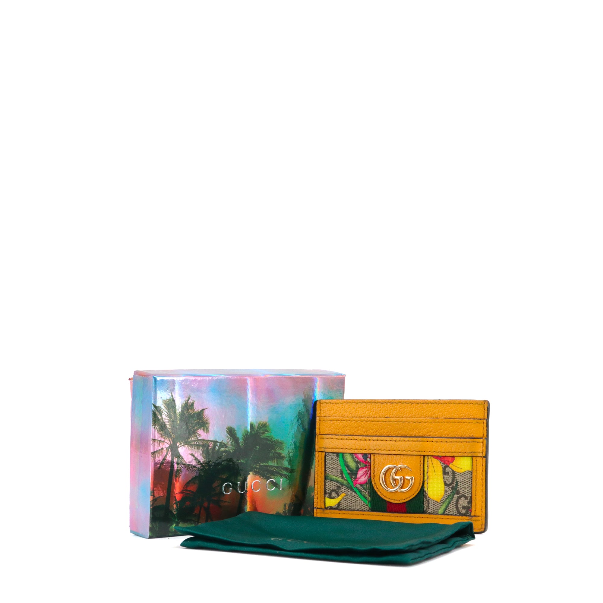 GUCCI - Gucci Flora GG card holder in leather and floral canvas