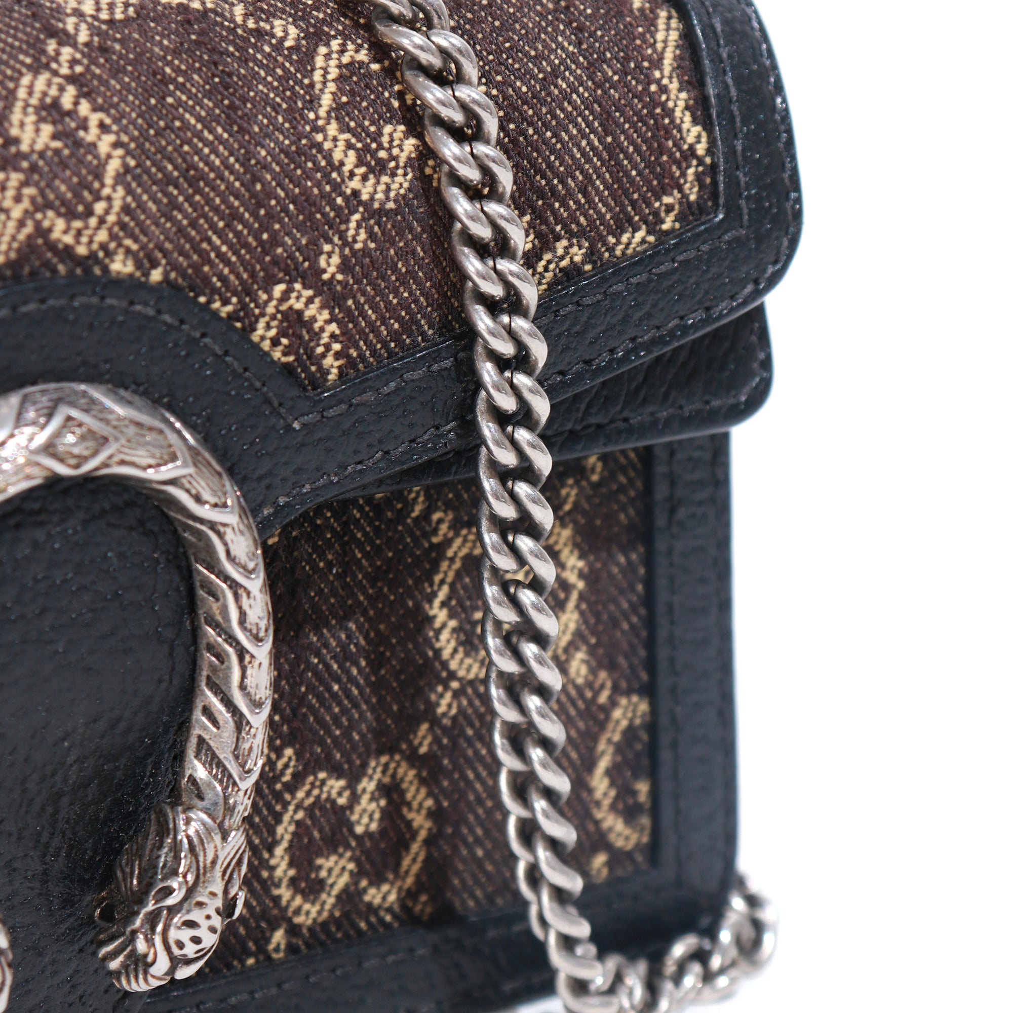 GUCCI - Sac à bandoulière Dionysus super mini en cuir noir et denim