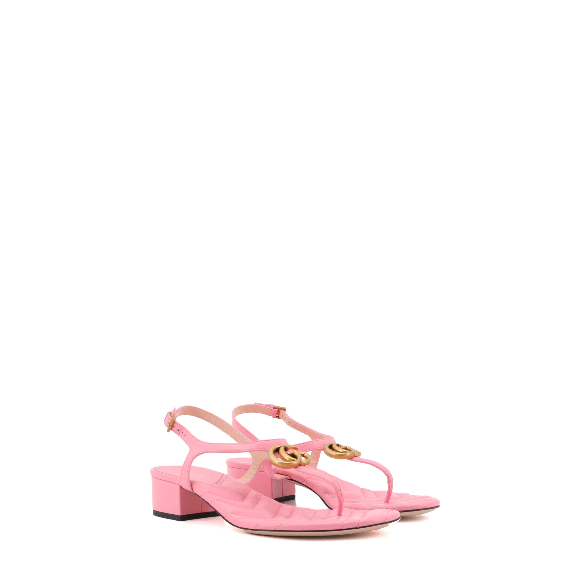GUCCI - Sandales GG Gucci en cuir rose (T39.5)