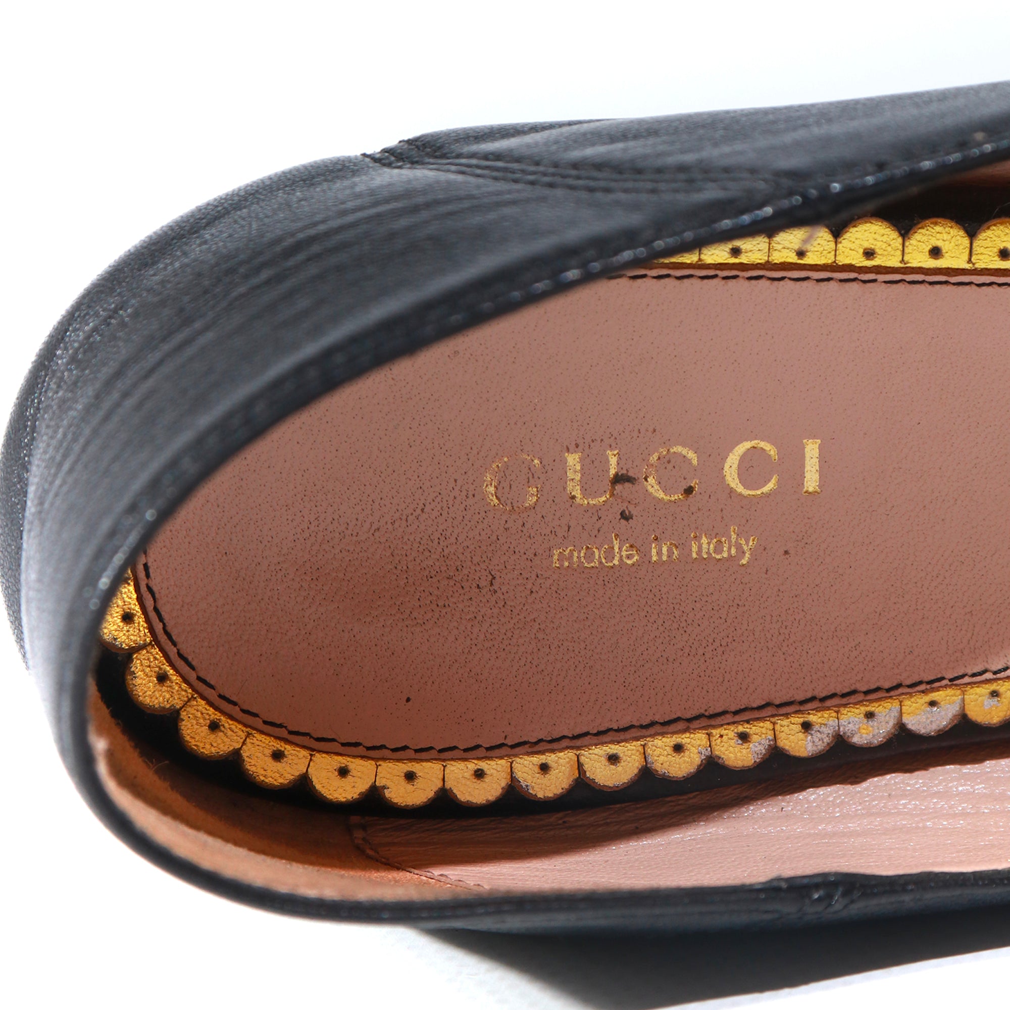 GUCCI - Ballerines en cuir noir Abeille (T38,5)