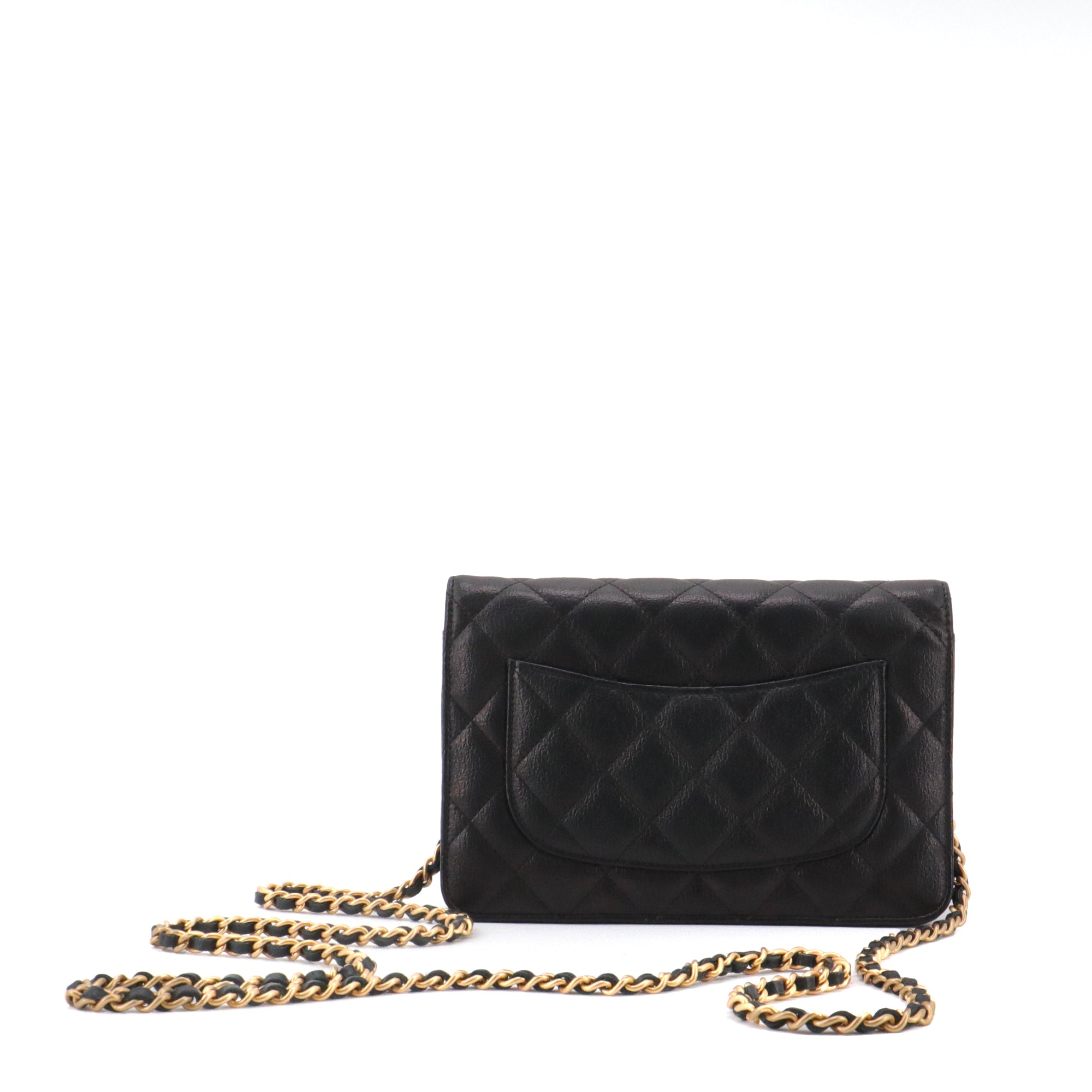 CHANEL - Sac Wallet On Chain Timeless Chanel en cuir grainé noir édition limitée